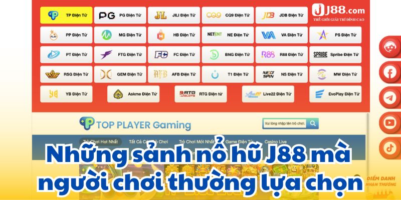 Những sảnh nổ hũ J88 mà người chơi thường lựa chọn