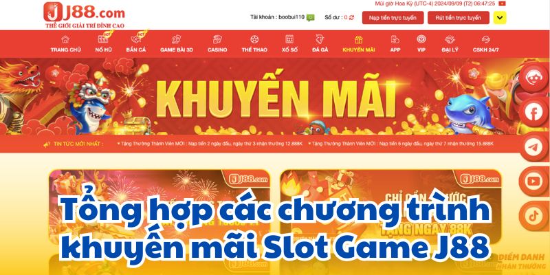 Tổng hợp các chương trình khuyến mãi Slot Game J88